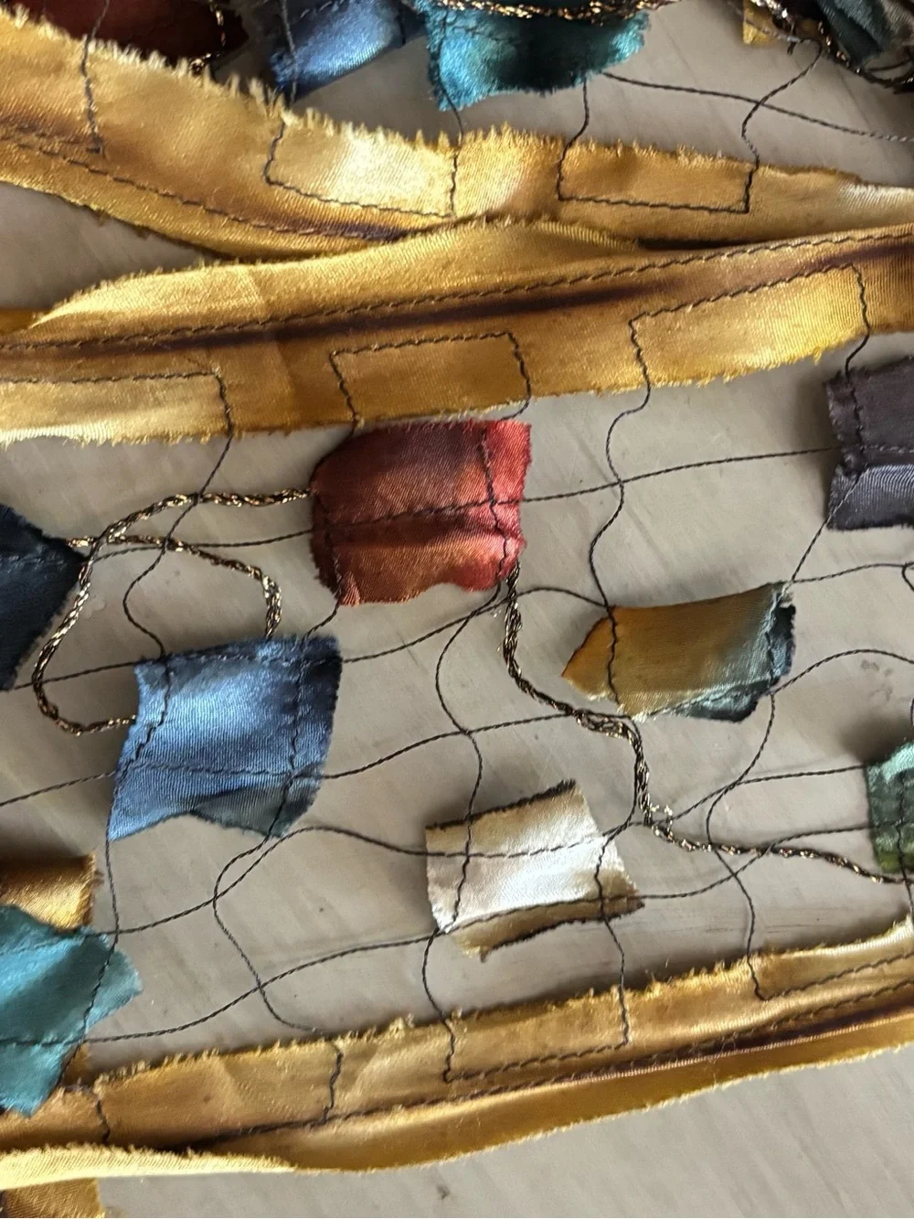 J. Crew Multicolor Silk scarf Ribbon Embellished Dress Trim